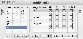 screenshot of midiStroke triggering Delete